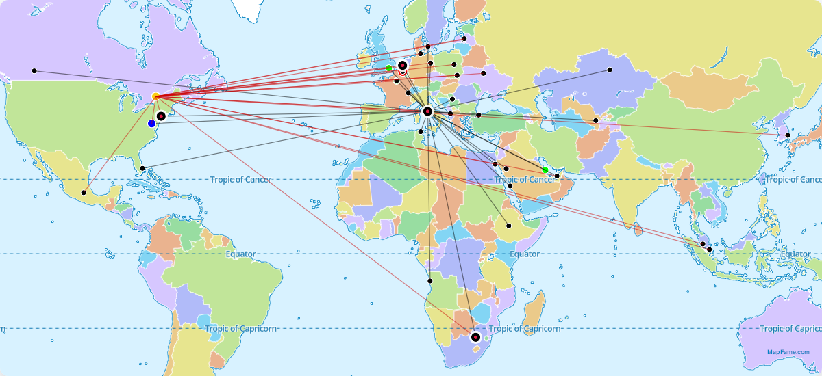 comparison of travel patterns between world leaders