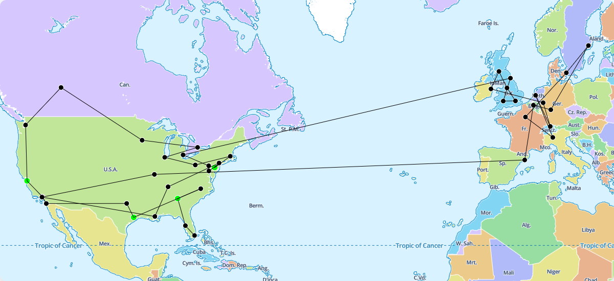 Beyoncé Travel map (–) | Countries, Cities & Travel Data